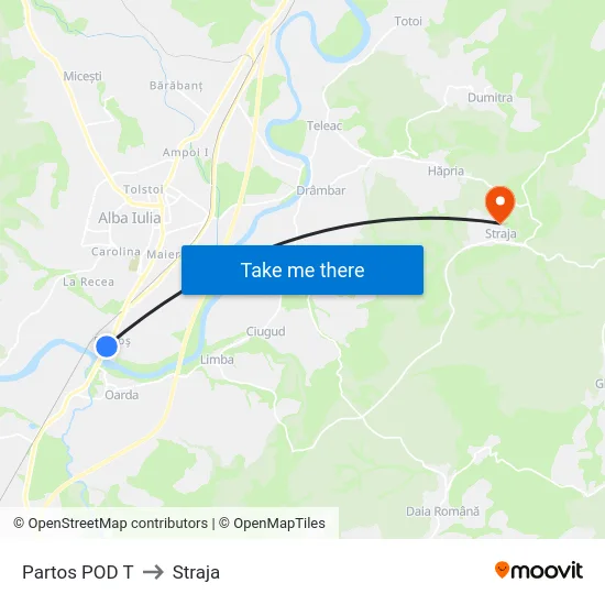 Partos POD T to Straja map