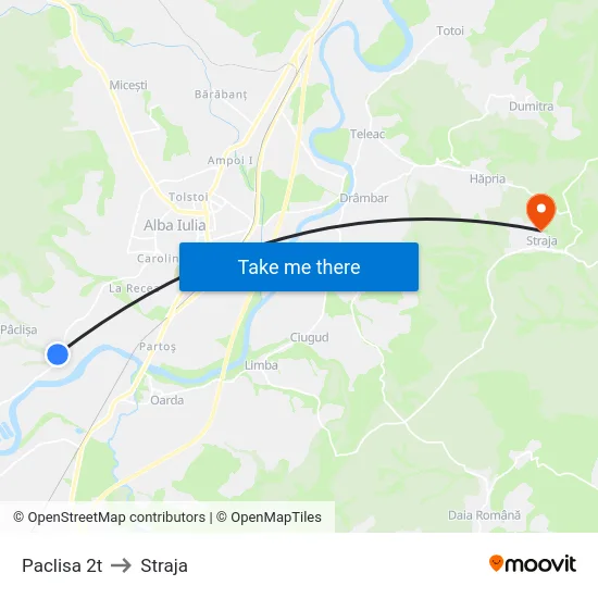 Paclisa 2t to Straja map