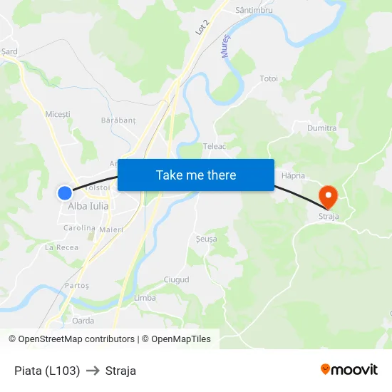 Piata (L103) to Straja map