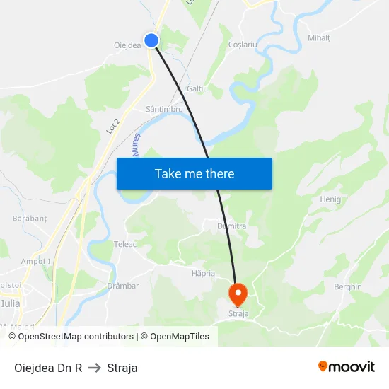 Oiejdea Dn R to Straja map