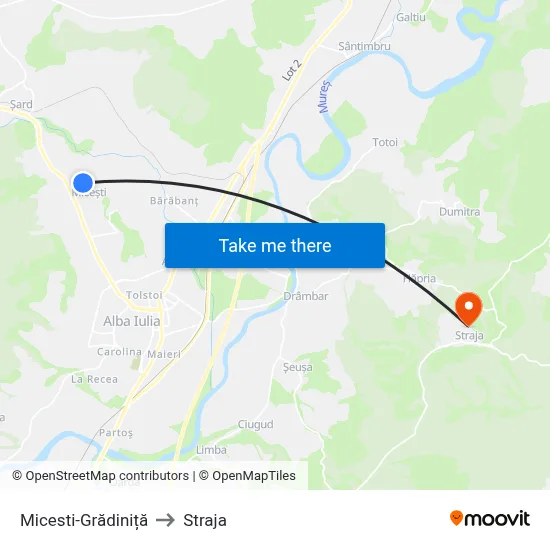 Micesti-Grădiniță to Straja map