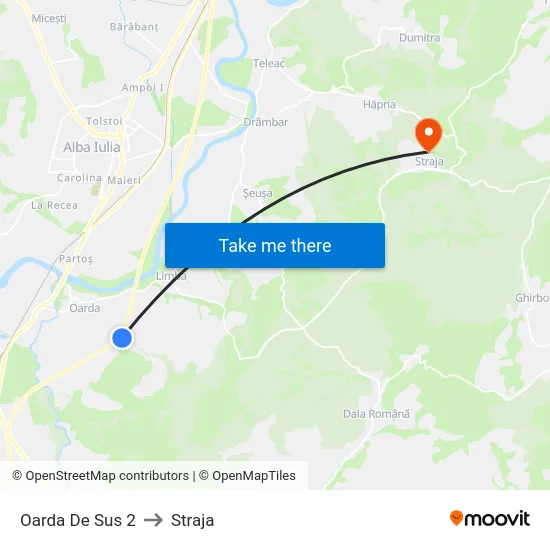 Oarda De Sus 2 to Straja map