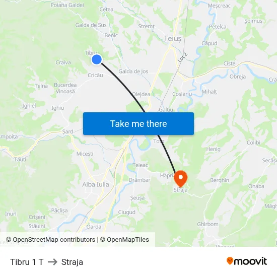 Tibru 1 T to Straja map
