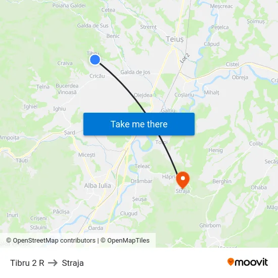 Tibru 2 R to Straja map