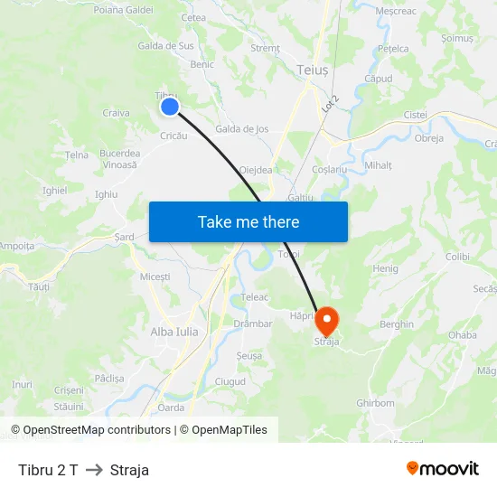 Tibru 2 T to Straja map