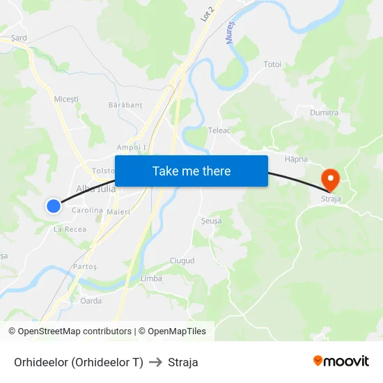 Orhideelor (Orhideelor T) to Straja map