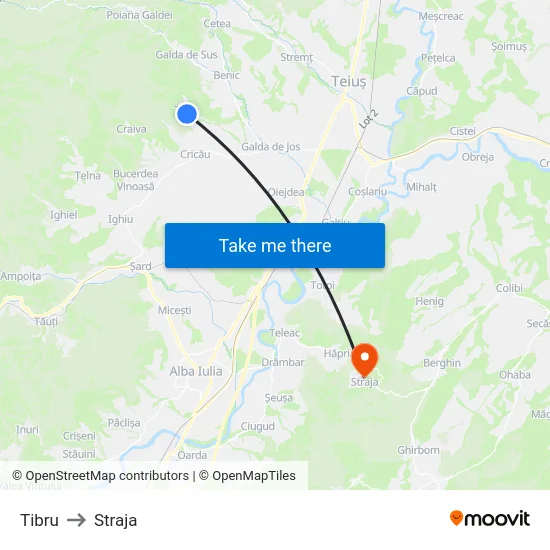 Tibru to Straja map