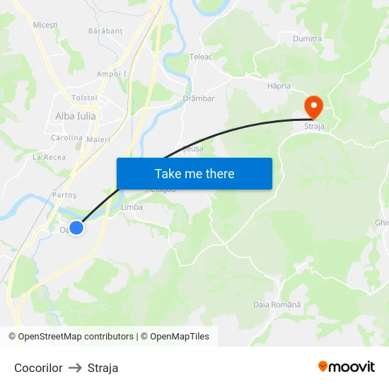 Cocorilor to Straja map