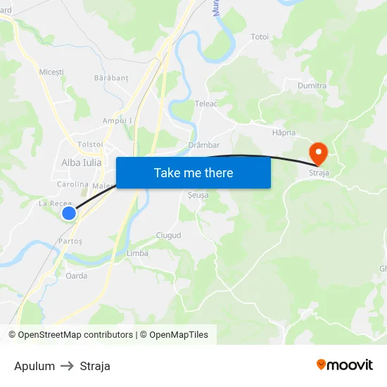 Apulum to Straja map