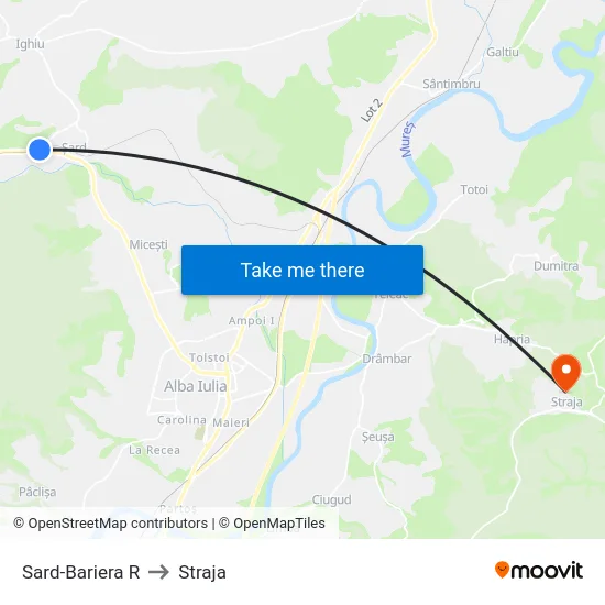 Sard-Bariera R to Straja map