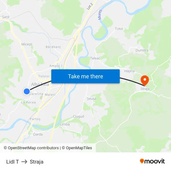 Lidl T to Straja map