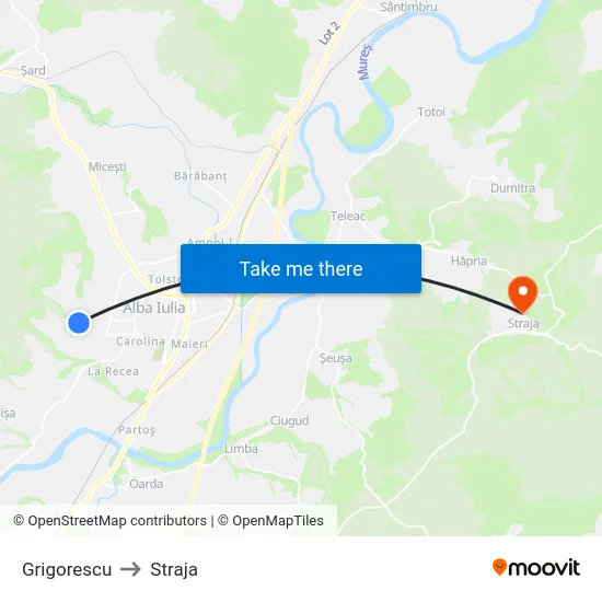 Grigorescu to Straja map