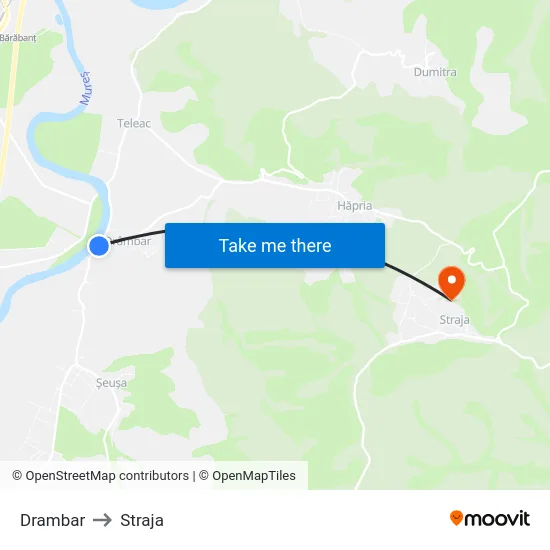 Drambar to Straja map