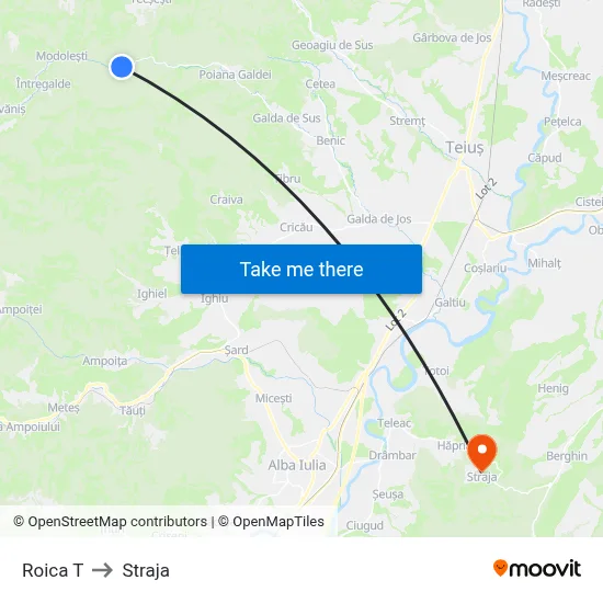 Roica T to Straja map