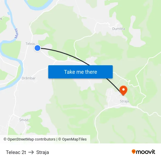 Teleac 2t to Straja map