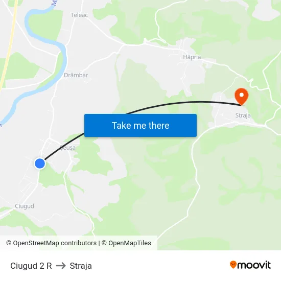 Ciugud 2 R to Straja map