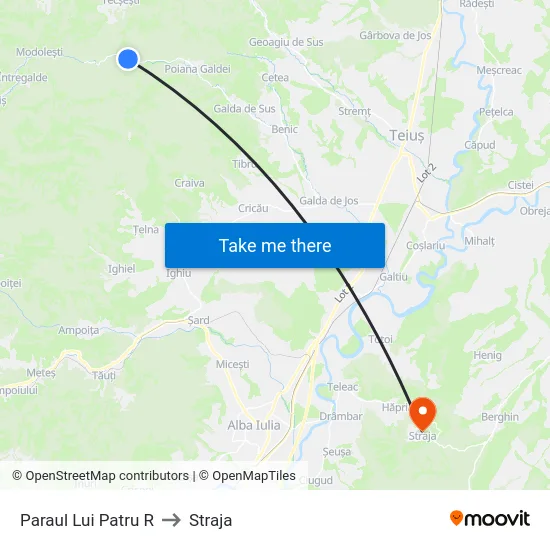 Paraul Lui Patru R to Straja map