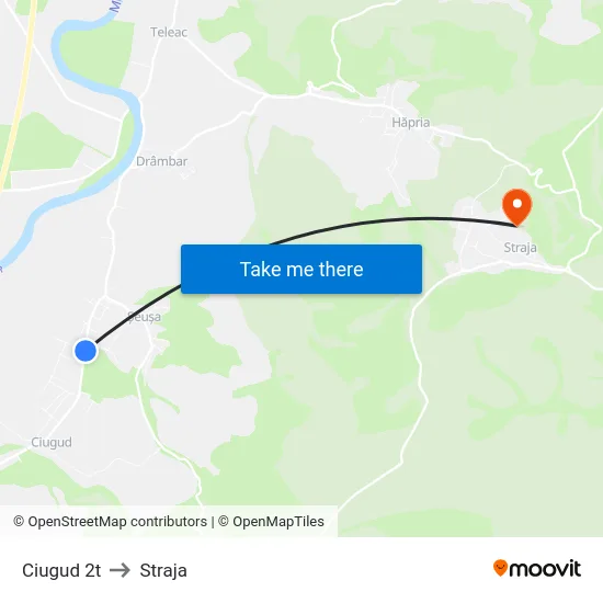 Ciugud 2t to Straja map