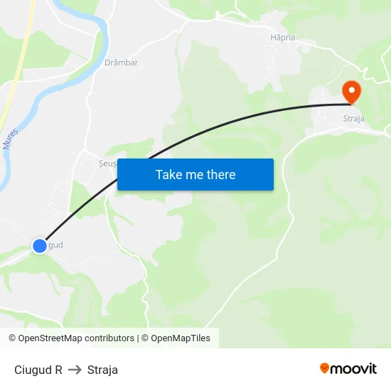 Ciugud R to Straja map
