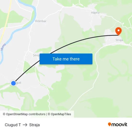 Ciugud T to Straja map