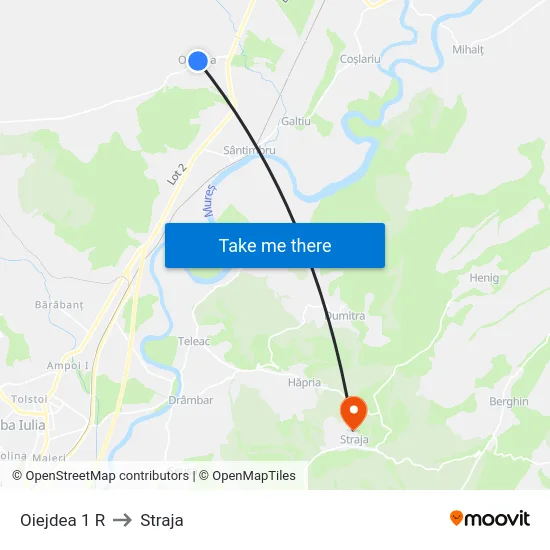 Oiejdea 1 R to Straja map
