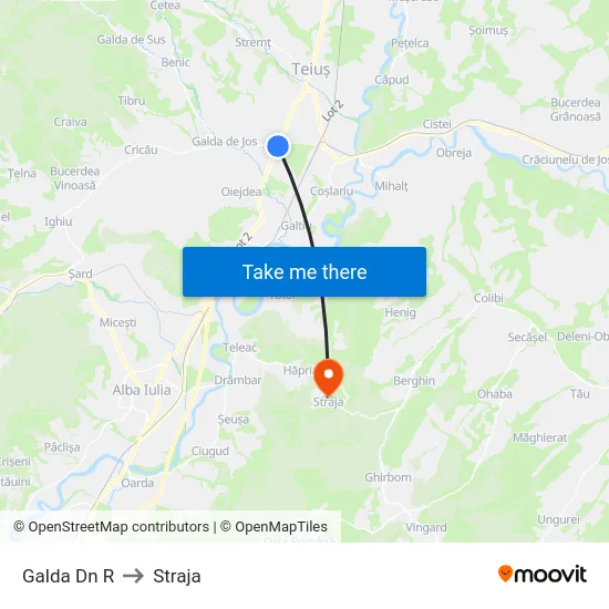 Galda Dn R to Straja map