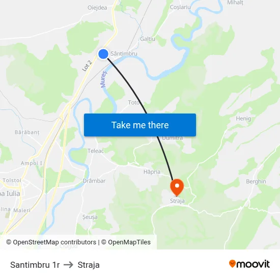 Santimbru 1r to Straja map