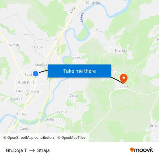 Gh.Doja T to Straja map