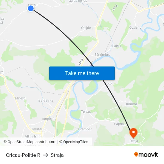 Cricau-Politie R to Straja map