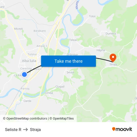 Seliste R to Straja map