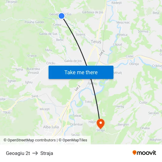 Geoagiu 2t to Straja map