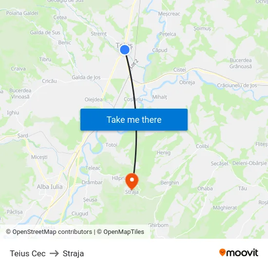 Teius Cec to Straja map