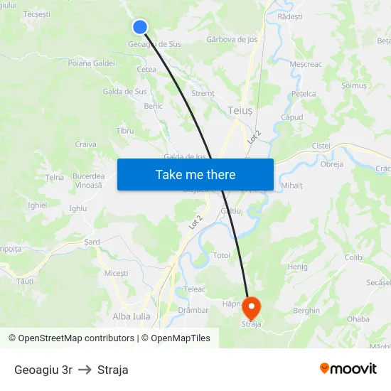 Geoagiu 3r to Straja map