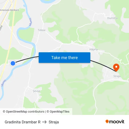 Gradinita Drambar R to Straja map