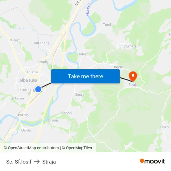 Sc. Sf.Iosif to Straja map