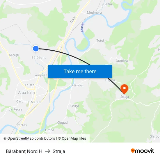 Bărăbanț Nord H to Straja map