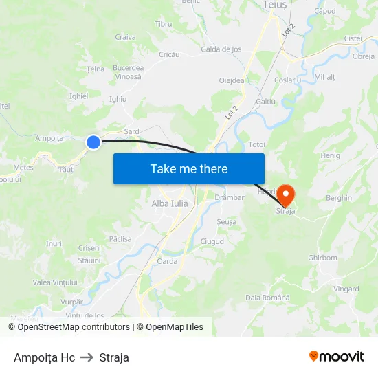 Ampoița Hc to Straja map