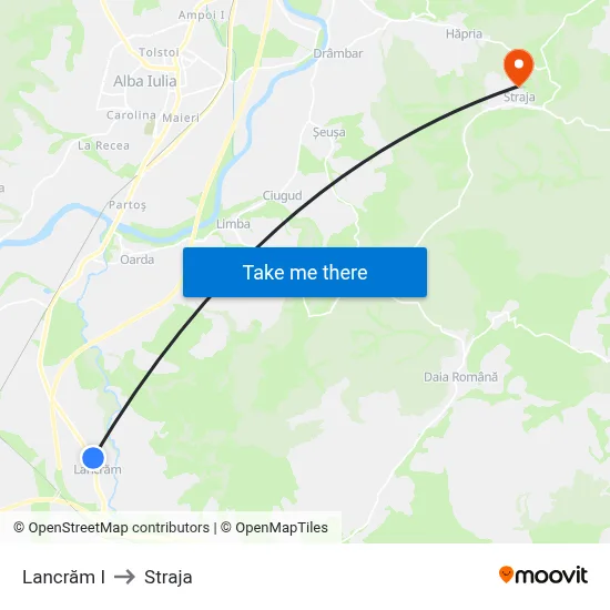 Lancrăm I to Straja map