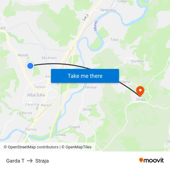 Garda T to Straja map