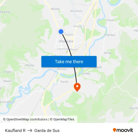 Kaufland R to Oarda de Sus map