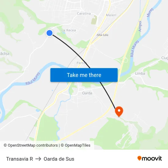 Transavia R to Oarda de Sus map