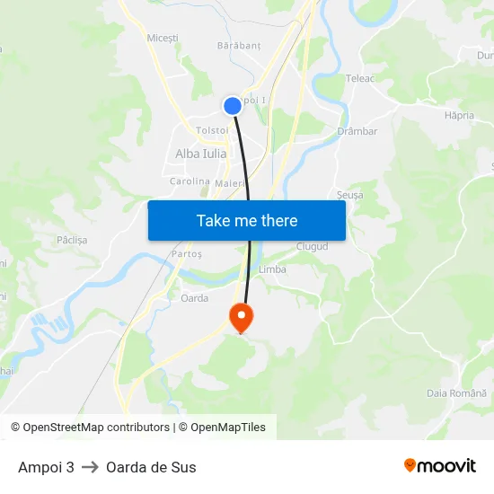 Ampoi 3 to Oarda de Sus map