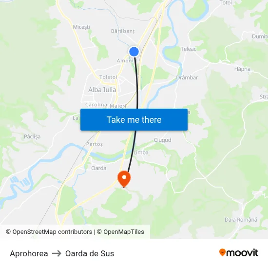 Aprohorea to Oarda de Sus map