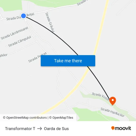 Transformator T to Oarda de Sus map