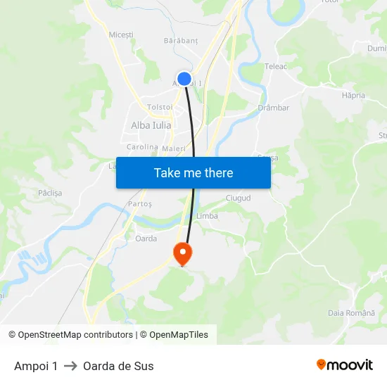 Ampoi 1 to Oarda de Sus map