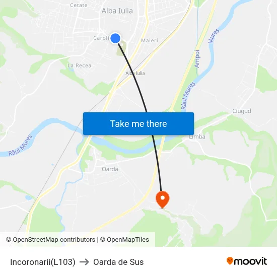 Incoronarii(L103) to Oarda de Sus map