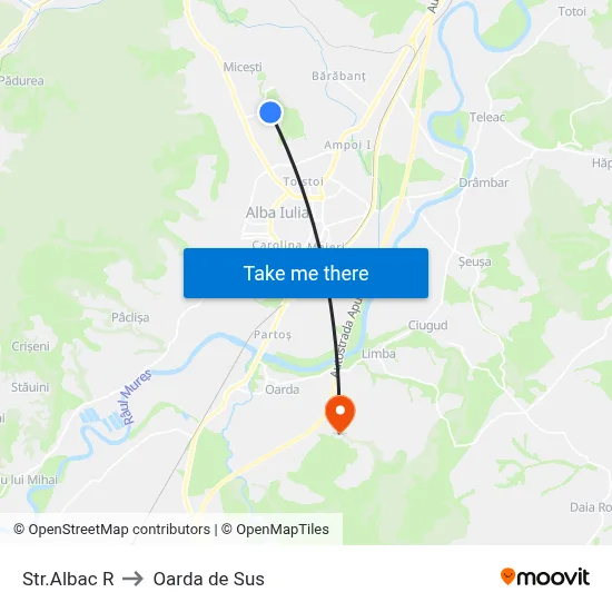 Str.Albac R to Oarda de Sus map