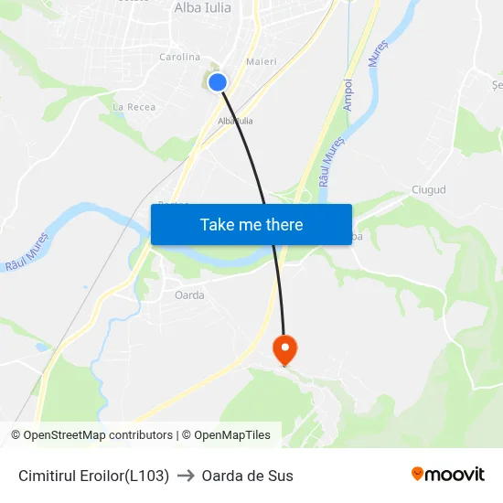 Cimitirul Eroilor(L103) to Oarda de Sus map