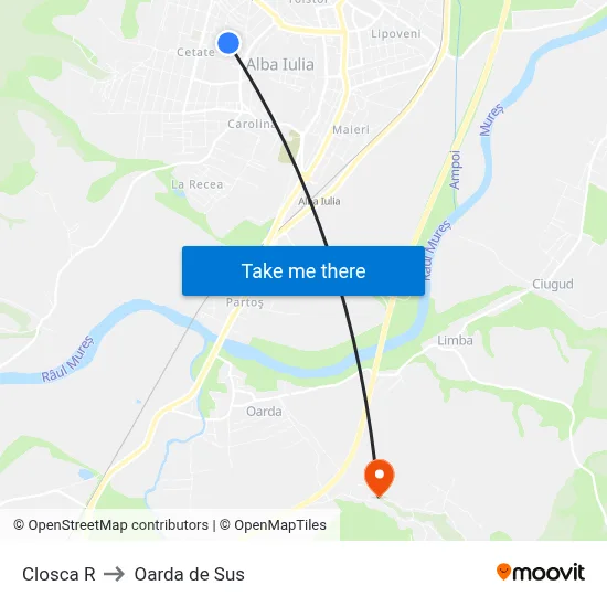 Closca R to Oarda de Sus map