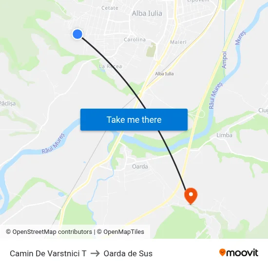Camin De Varstnici T to Oarda de Sus map